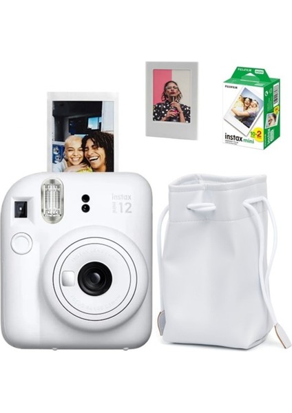 1 - 15 x Instax Mini 12 Fotoğraf MAKINESI-20LI Film-Büzgülü Kılıf ve Mıknatıslı Çerçeve Seti 1 Sd 8