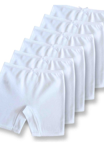 %100 Pamuklu Kız Çocuk Ribana Boxer Külot Iç Çamaşır 6lı Set