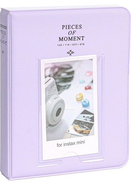 Mor Instax Mini 12 Lila Fotoğraf Makinesi-10'lu Film-Kıskaçlı Stand-Pvc Albüm ve Simli Pleksi Kılıf