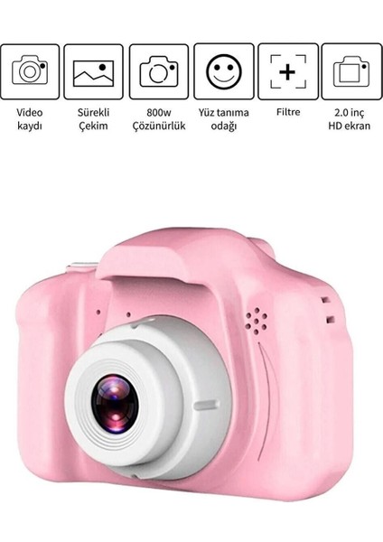 Ithalatçı Garantili Dijital Mini Kamera Fotoğraf Makinesi Pembe Çocuk Mini 1080P Hd Kamera Selfie 1