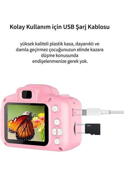 Ithalatçı Garantili Dijital Mini Kamera Fotoğraf Makinesi Pembe Çocuk Mini 1080P Hd Kamera Selfie 1