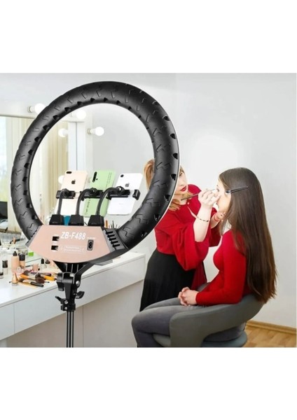 Siyah 22 Inç 56CM 100W Mega Boy Ring Light LED Halka, Kuaför ve Makyaj Çekim Işığı Uyumlu Sabitleyi