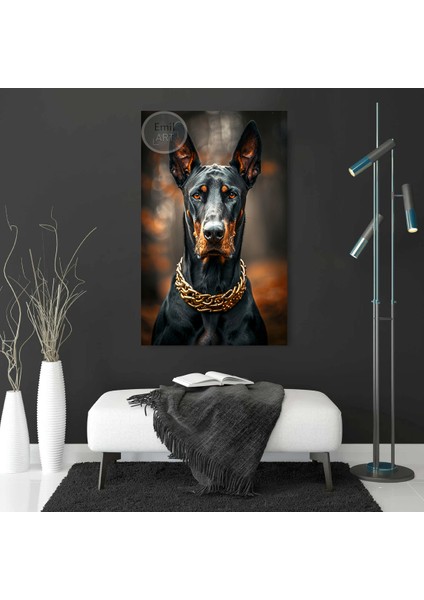 Dekoratif Doberman Kanvas Tablo Ev Ofis Şıklık Katın
