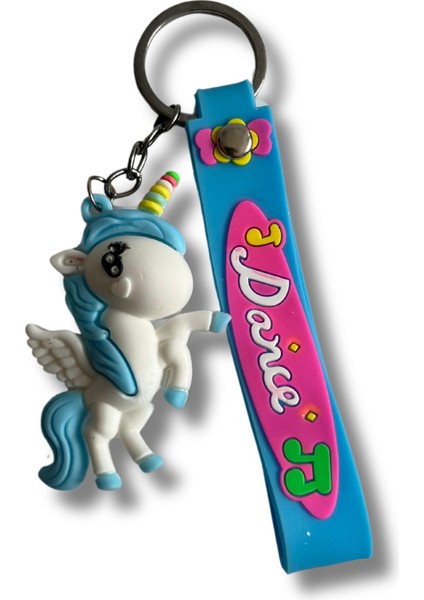 Unicorn Mavi Renk Bilekli Silikon Anahtarlık&çanta Aksesuarı