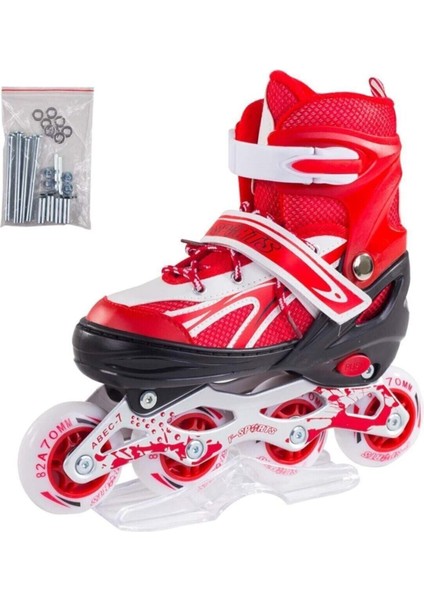 Paten Ayarlanabilir 2+2 ve 2+1+1 Işıklı Metal Gövde Alıştırma Pateni Çantalı