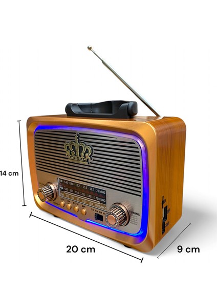 Nostalji Eskitme Radyo,güneş Panelli LED Detaylı Trend Nostajik Radyo