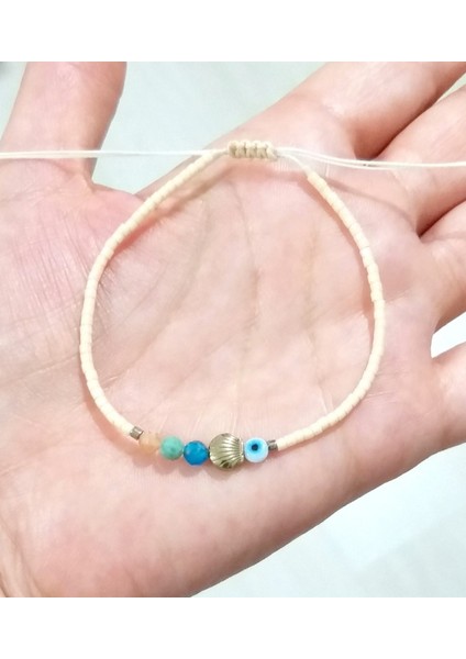 Hematit Deniz Kabuklu Apatit Amazonit Güneş Taşı Doğaltaşlı Nazar Boncuklu Miyuki Bileklik