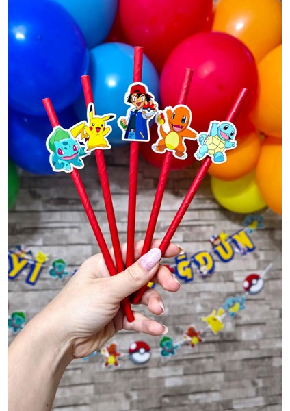 Pokemon Tema Pipet Süsleri 10LU Pipet Paketi