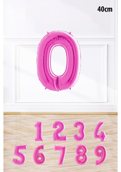 Pembe Rakam Folyo Balon Pembe Yaş Balonu Sayı Balonlar 16 Inç 40 cm