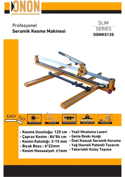 Onon Yeşil Lazerli Kesim- Long 120 cm Uzun Seramik Granit Fayans Kesme Makinası fiyatları