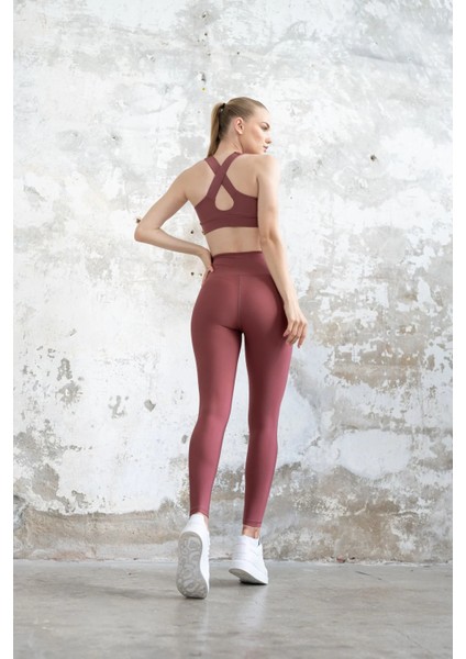 Koyu Rose Ekstra Yüksek Bel Toparlayıcı Spor Tayt fırsatları