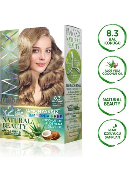 Maxx Deluxe 2 Paket Natural Beauty Amonyaksız Saç Boyası 8.3 Bal Köpüğü - MDN2776-1932