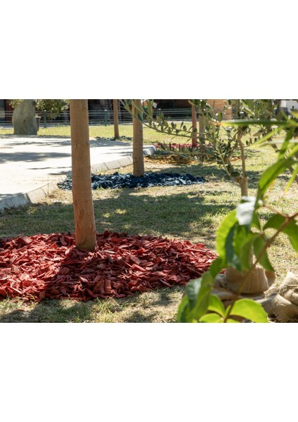 Dekoratif Kırmızı Renkli Ahşap Malç 40 Litre 2-5 cm Renkli Ağaç Kabuğu Renkli Ağaç Yongası Bahçe Dekor Peyzaj Color Mulch