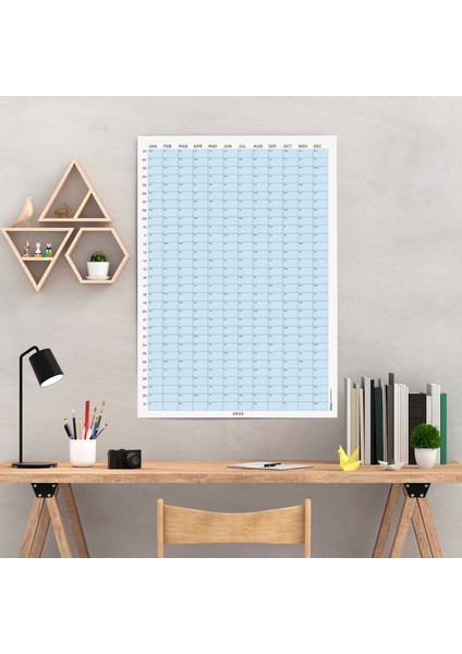 2025 Yıllık Takvim Planlayıcı Planlayıcı Duvar Takvimi Pastel Mavi Renk modelleri