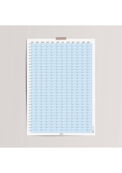 2025 Yıllık Takvim Planlayıcı Planlayıcı Duvar Takvimi Pastel Mavi Renk fırsatları