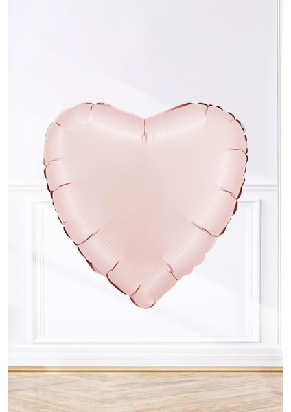 Saten Pastel Pembe Kalp Folyo Balon 18INÇ 45CM Saten Pastel Pembe Kalp Balon