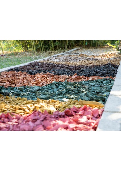 Dekoratif Yeşil Renkli Ahşap Malç 40 Litre 2-5 cm Renkli Ağaç Kabuğu Renkli Ağaç Yongası Bahçe Dekor Peyzaj Color Mulch