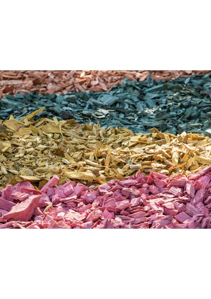 Dekoratif Yeşil Renkli Ahşap Malç 40 Litre 2-5 cm Renkli Ağaç Kabuğu Renkli Ağaç Yongası Bahçe Dekor Peyzaj Color Mulch