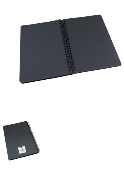 Siyah Yaprak Spiralli 14X20 Bloknot 60 Yaprak Çizgisiz Orta Boy Not Defteri (1 Adet)