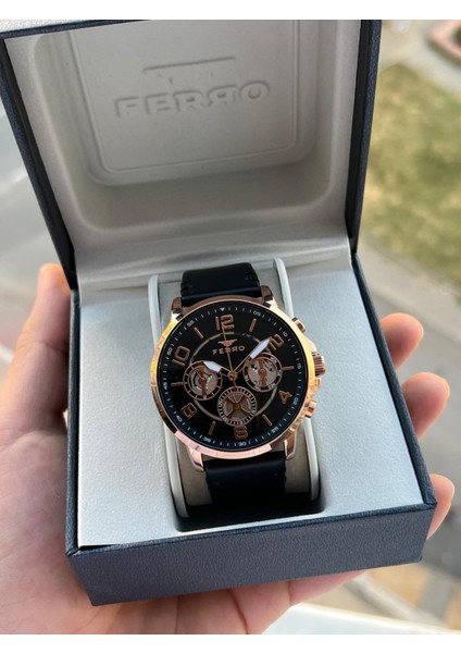 Deri Kordon Iç Fonksiyonları Aktif 3 Atm Suya Dayanıklı Erkek Kol Saati EFM11146-R