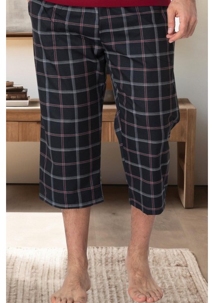 Mecit 3006 Siyah Ekoseli Erkek Capri Alt Pijama