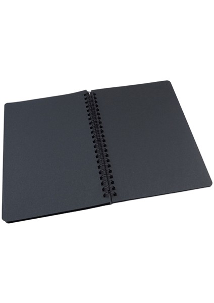 Siyah Yaprak Spiralli 14X20 Bloknot 30 Yaprak Çizgisiz Orta Boy Not Defteri (1 Adet)