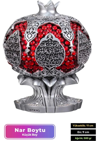 Özel Üretim Kutulu Antik Gümüş Canlılık Pozitiflik Dekoratif Karınca Duası Bereket Nar Boytu Biblo