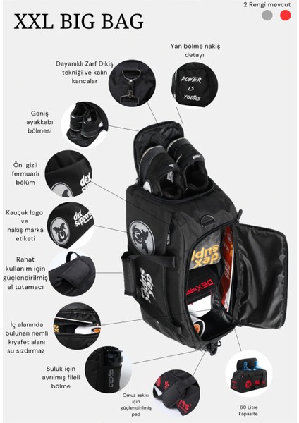 Fitness Sporcu Bilekliği Wrist Wraps + Xxl Büyük Boy Fitness Spor Çantası Gri 2'li Paket modelleri