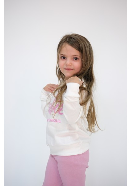 Kız Çocuk 2-6 Yaş Doğal Pamuklu Barbie Baskılı Bisiklet Yaka Uzun Kol Sweat Takım fırsatları