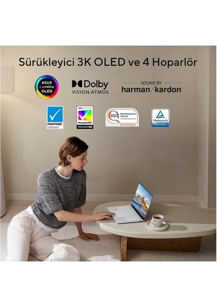 Zenbook S14 OLED 3k (2880 x 1800) 120 Hz Dokunmatik Ekran- Dolby Vısıon-Atmos - Harman Kardon - Intel Core Ultra I7 258V - 32GB Ram - 1tb SSD-W11