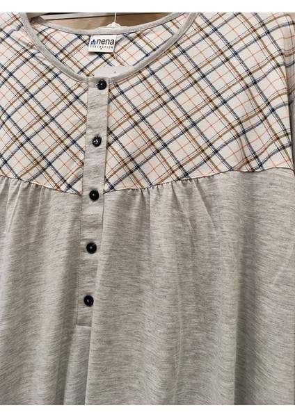 %100 Pamuk Düğmeli Yaka Uzun Kol Kadın Büyük Beden Pijama Takım 14757 fiyatları