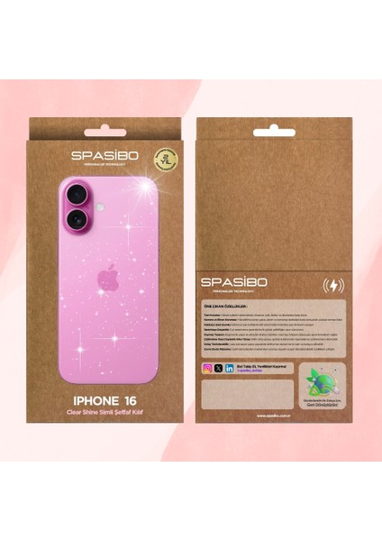 iPhone 16 Clear Shine Şeffaf Simli Kılıf | 2 Yıl Sararmama Garantili indirimleri
