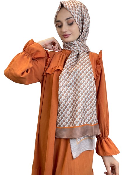 Scarf Pamuk Soft Şal - Geometrik Desenli Pamuklu Şal 01156