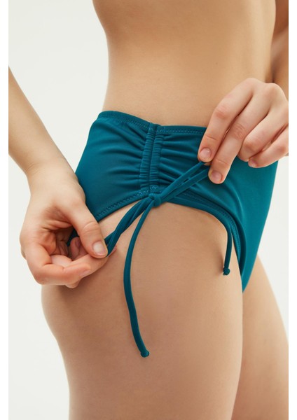 2513 Petrol Yanı Büzgülü Ipli Bikini Altı modelleri