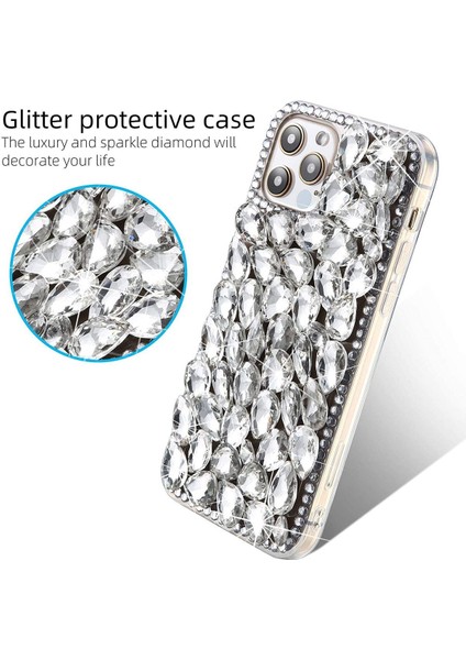 iPhone 16 Plus Uyumlu Ultra Lüx Gümüş Renkli Damla Taşlı Koruyucu Yapılı Özel Yapım Kılıf indirimleri