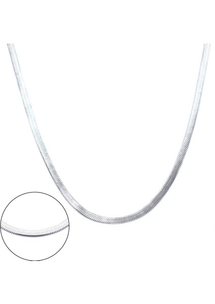 316L Çelik 2 mm Balık Sırtı Unısex Zincir Kolye ZN-215