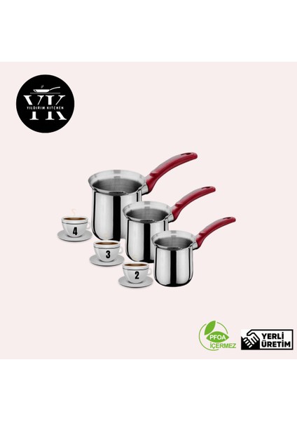 𝗬𝗶𝗹𝗱𝗶𝗿𝗶𝗺 𝗞𝗶𝘁𝗰𝗵𝗲𝗻 Paslanmaz Çelik Cezve Seti