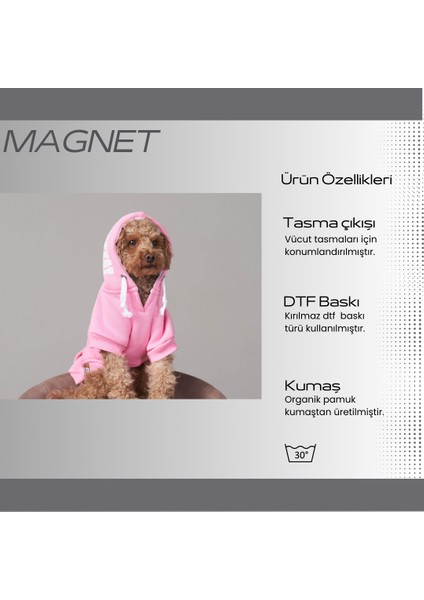 Köpek Elbisesi, Köpek Hoodie, Pembe Magnet, Küçük Irk Köpekler