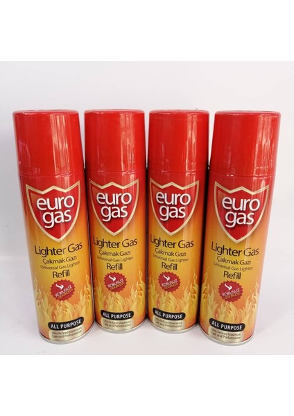 EuroGold Euro Gas Kokusuz Çakmak Gazı 250 Ml 1x4 4 Adet