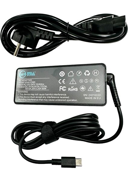 WNA-C065  5V/9V/12V/15V/20V 65W Type-C Notebook Şarj Adaptör