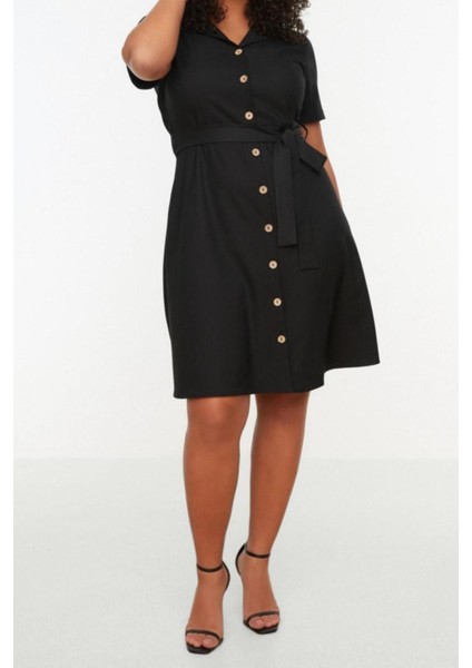 Yeni Rahat Günlük Shally Dokuma Gömlek Yaka Kısa Kol Gömlek Elbise Mini Boy Büyük Beden Elbise modelleri