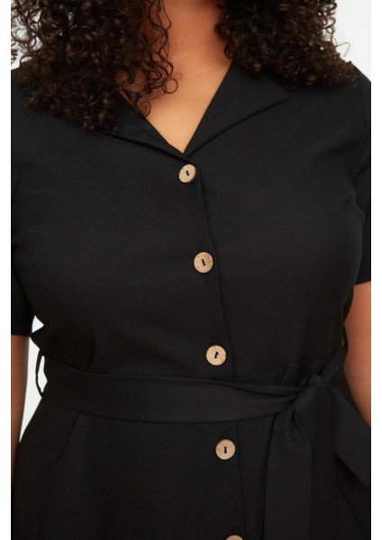 Yeni Rahat Günlük Shally Dokuma Gömlek Yaka Kısa Kol Gömlek Elbise Mini Boy Büyük Beden Elbise indirimleri