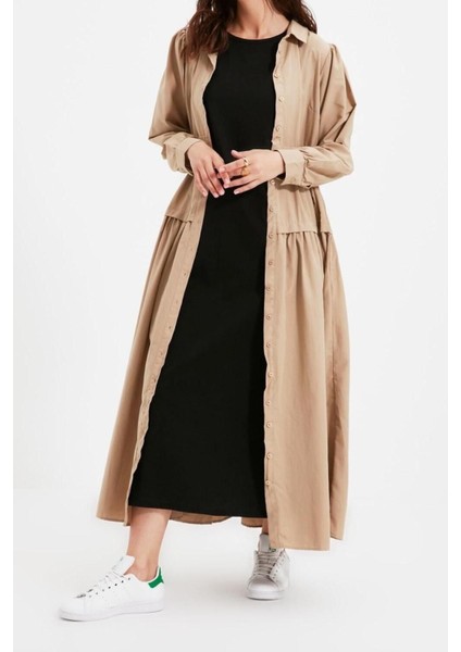 Yeni Regular Casual Günlük Süprem Örme Bisiklet Yaka Kolsuz Kol Basic Maxi Boy Tesettür Elbise fırsatları