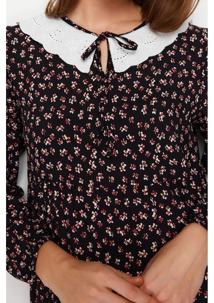 Yeni Regular Casual Günlük Belmando Dokuma V Yaka Uzun Kol A-Line Midi Boy Tesettür Elbise fırsatları