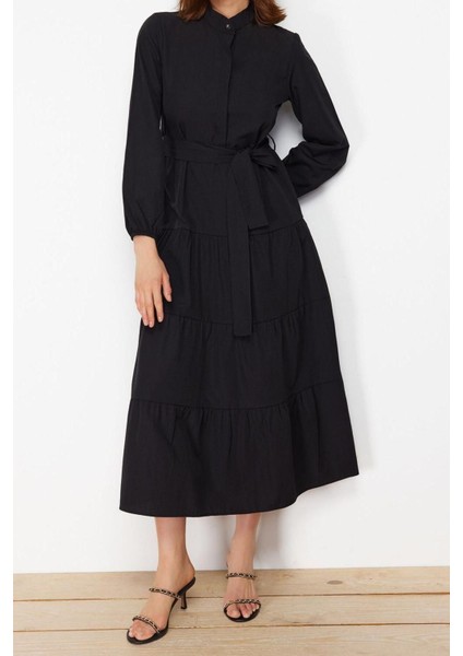 Yeni Rahat Casual Günlük Terrycotton Dokuma Dik Yaka Uzun Kol Basic Maxi Boy Tesettür Elbise fiyatları