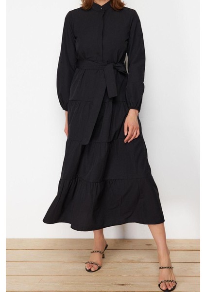 Yeni Rahat Casual Günlük Terrycotton Dokuma Dik Yaka Uzun Kol Basic Maxi Boy Tesettür Elbise fırsatları