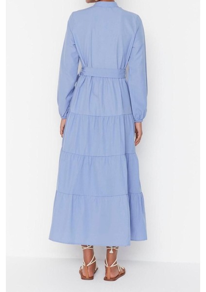 Yeni Rahat Casual Günlük Terrycotton Dokuma Dik Yaka Uzun Kol Basic Maxi Boy Tesettür Elbise indirimleri