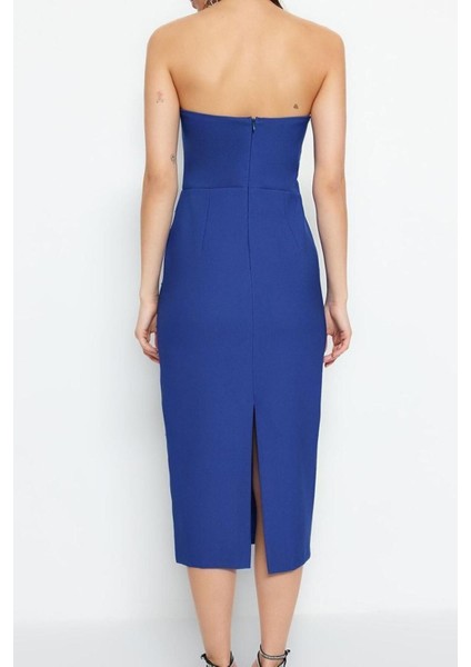 Yeni Fit Mezuniyet Balo Finike Dokuma Straplez Kolsuz Kol Bodycone Midi Boy Elbise indirimleri