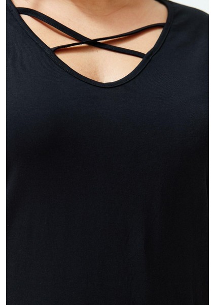 Yeni Rahat Casual Günlük Süprem Örme V Yaka Kısa Kol Shift Midi Boy Büyük Beden Elbise modelleri