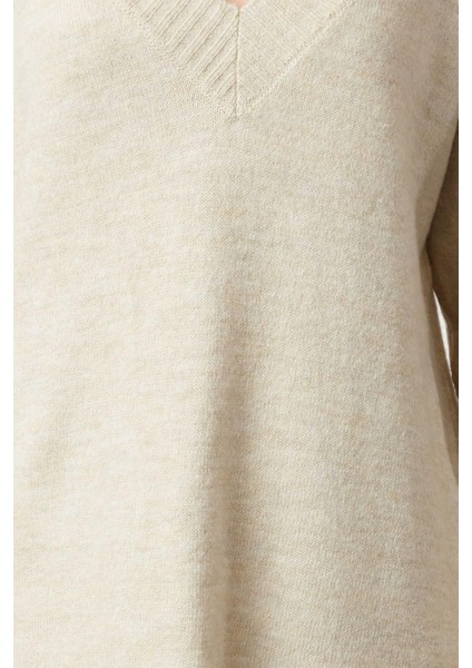 Yeni Oversize Casual Günlük Dolu Iğne Triko V Yaka Uzun Kol Kazak Elbise Mini Boy Elbise